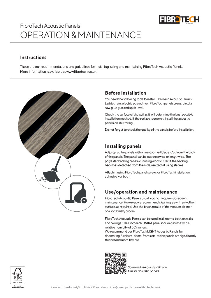 Acoustic panels Operation & maintenance